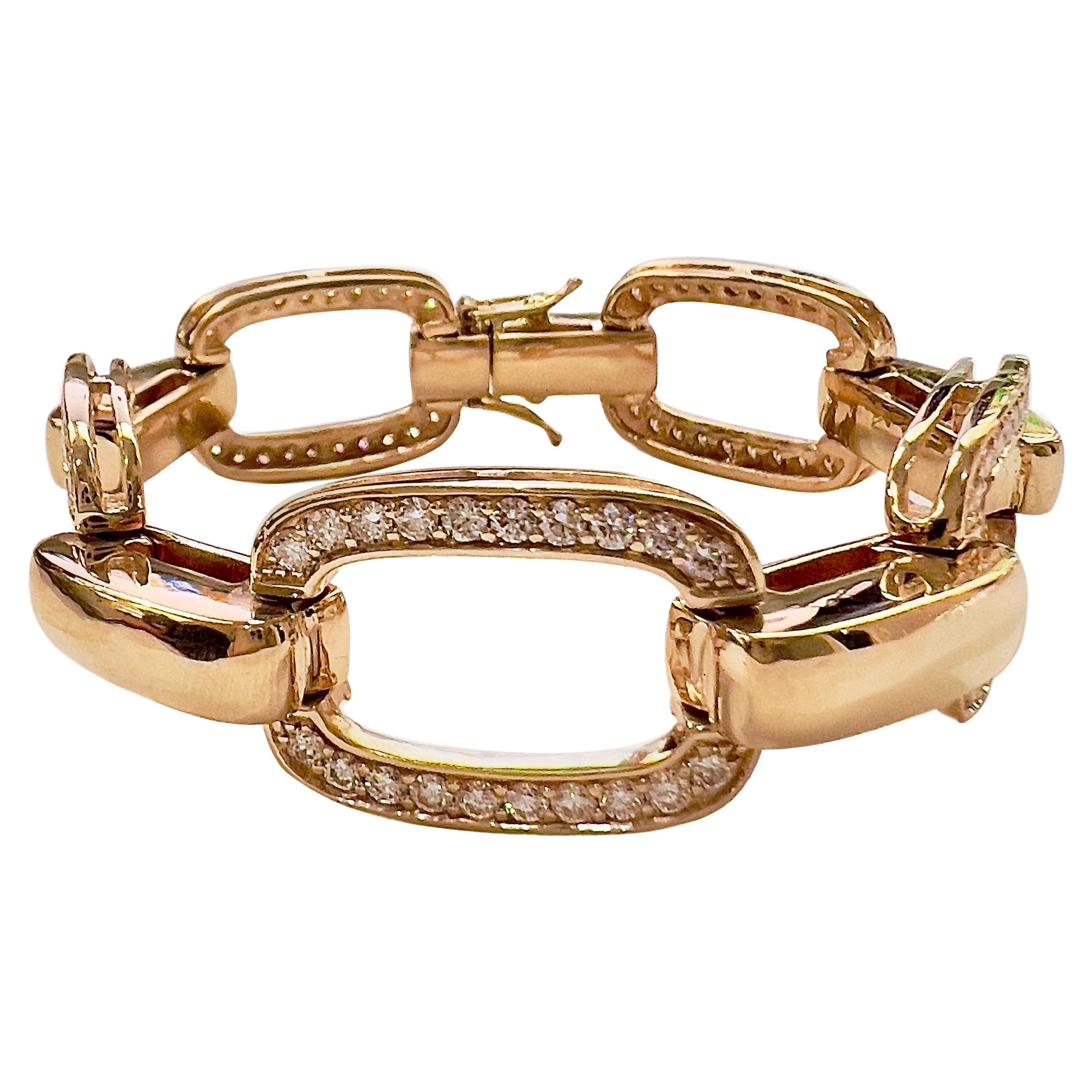 18k Yellow Gold Hardware Link Diamond Tennis Bracelet