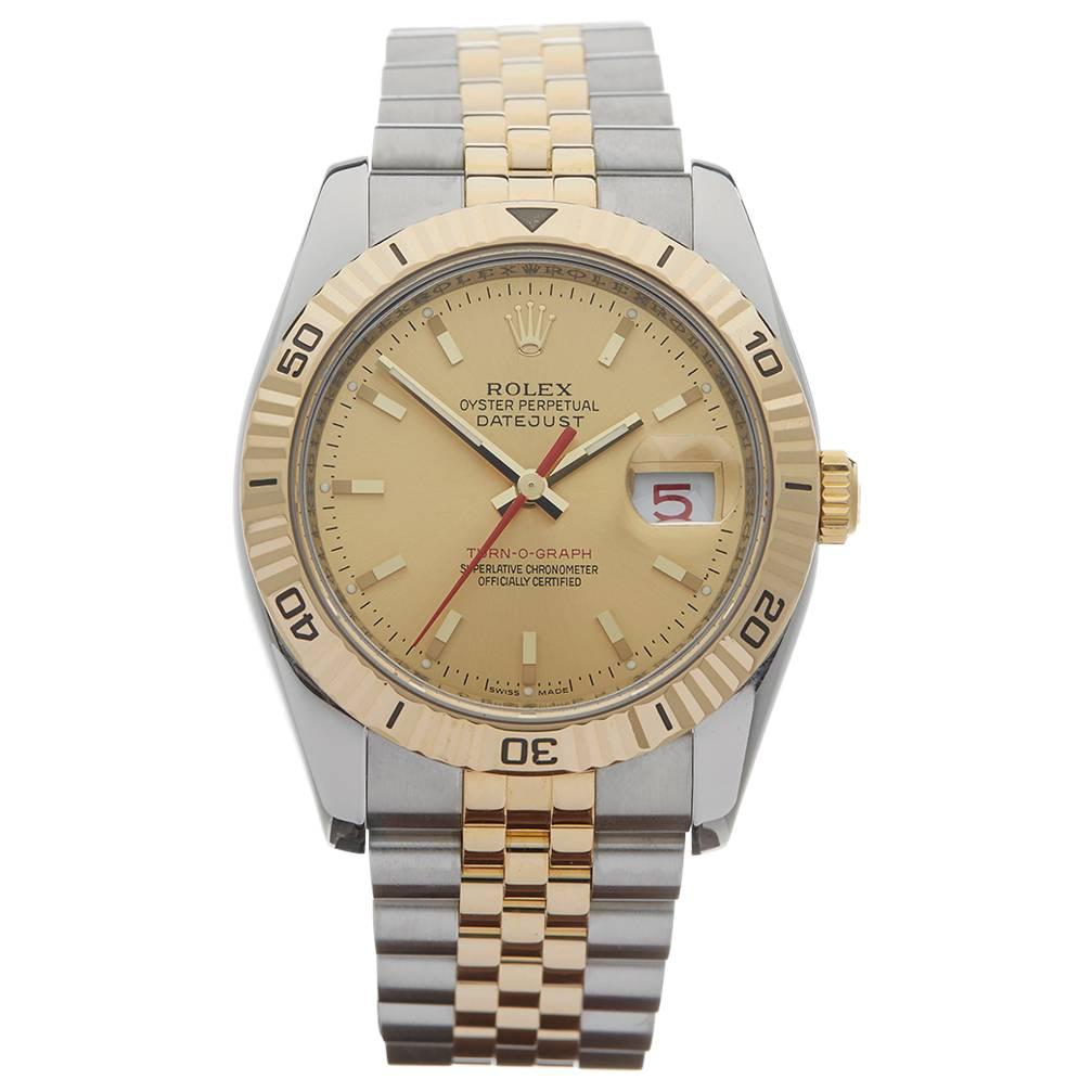 Rolex Yellow Gold Stainless Steel Datejust Turn-o-graph Automatic Wristwatch