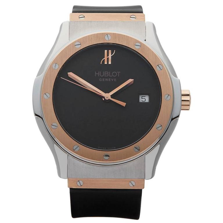 Hublot Rose Gold Stainless Steel Classic Fusion Quartz Wristwatch at