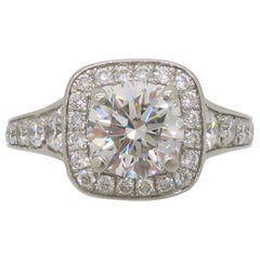 Gabriel & Co. Anello di fidanzamento con diamante aureolato in palladio - Ideale certificato AGS