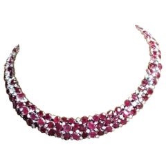 NWT $275, 000 Rare Fancy 18KT Gold 100CT Gorgeous Burmese Ruby Diamond Necklace