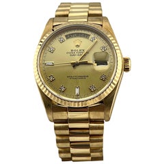 Rolex President 18038 Day Date Champagne Diamond Dial 18K Yellow Gold 36mm