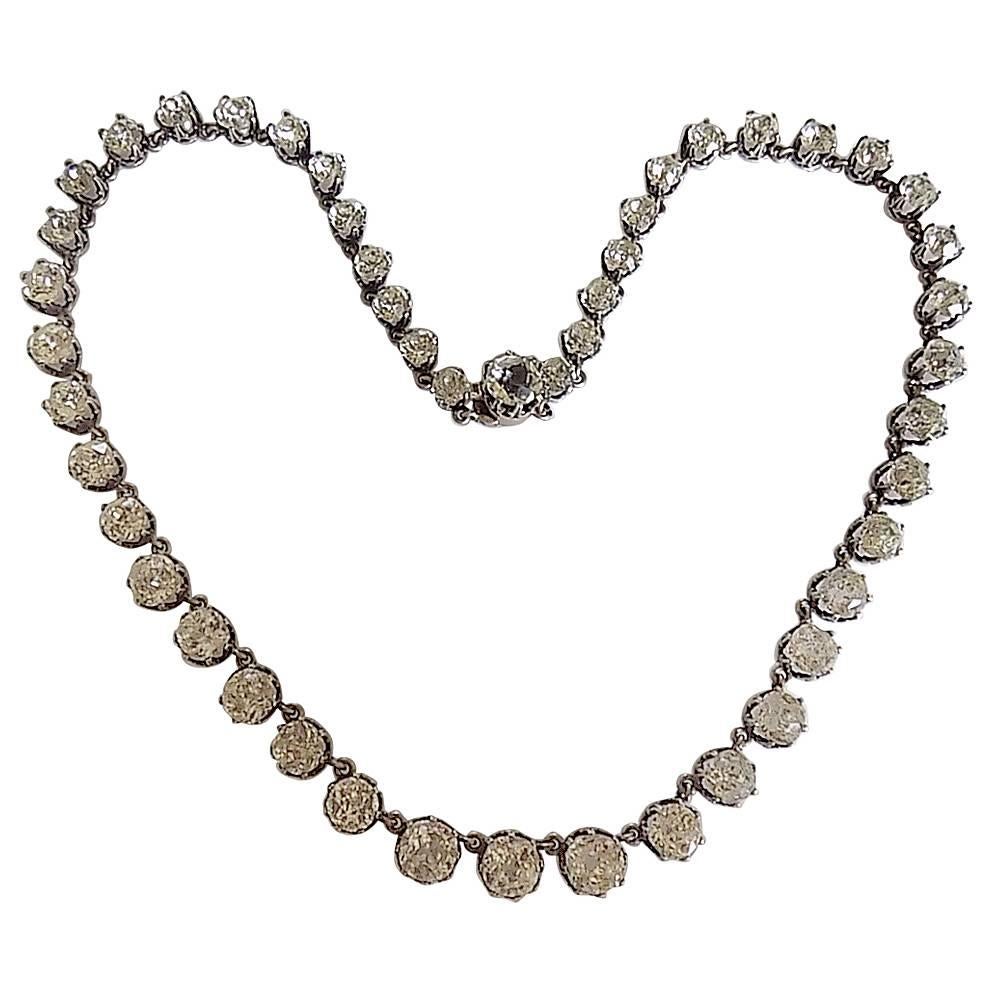 Antique Victorian French Diamond Paste Silver Riviere Necklace