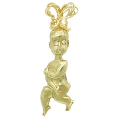 Broche "Bebé" de Oro Amarillo de 18k con Ojos de Diamante