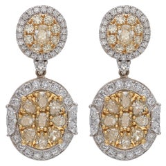 18kt Yellow and White Diamond Drop Earrings
