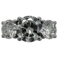 2.07ct GIA Certified Natural Diamond Round VS1 18k White Gold Three Stone Ring