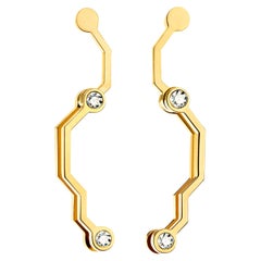 Nathalie Jean Contemporary 0.072 Carat Diamond 18k Yellow Gold Drop Earrings