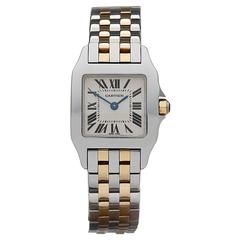  Cartier Ladies Yellow Gold Stainless Steel Santos Demoiselle Quartz Wristwatch