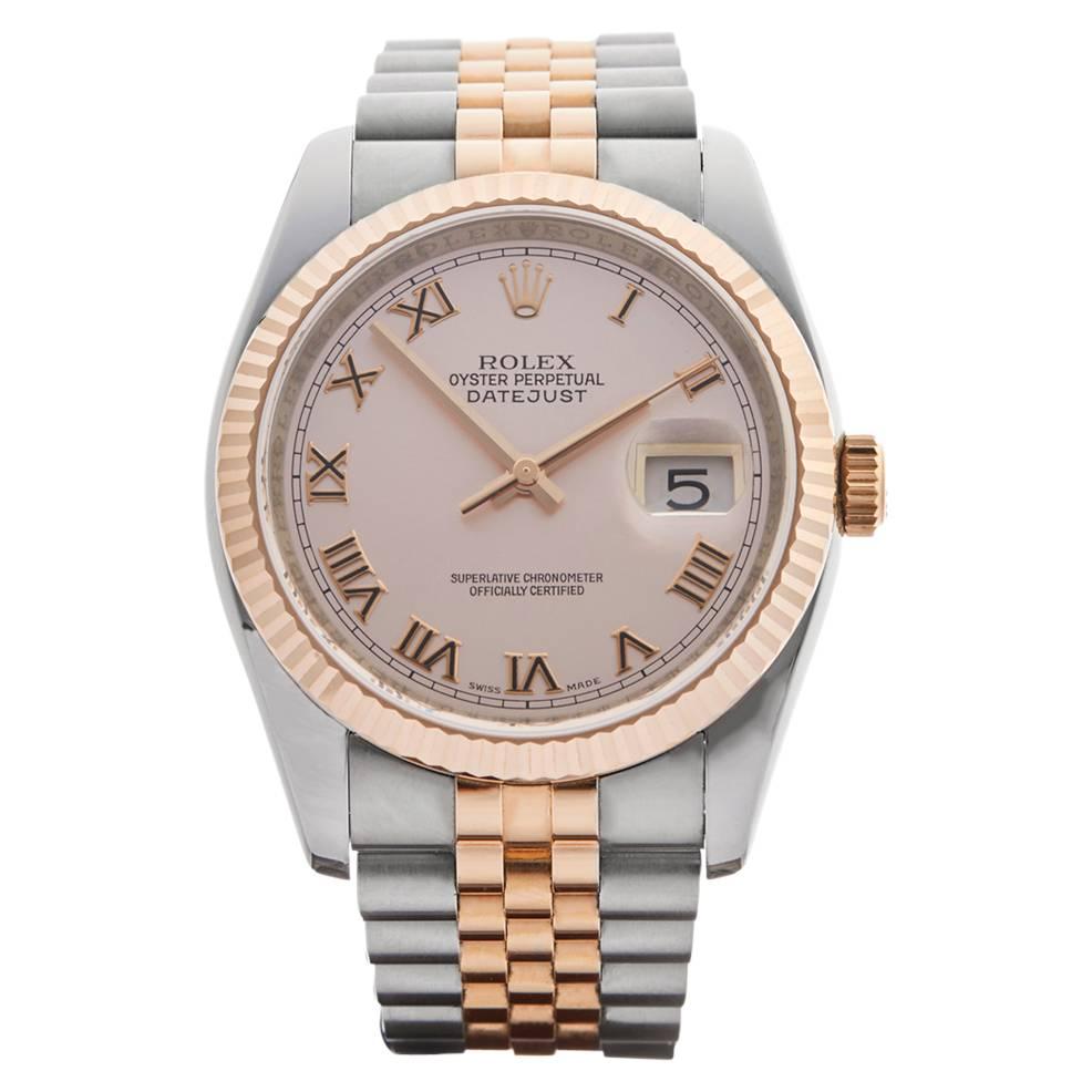  Rolex Rose Gold Stainless Steel Datejust Automatic Wristwatch 116231 2006