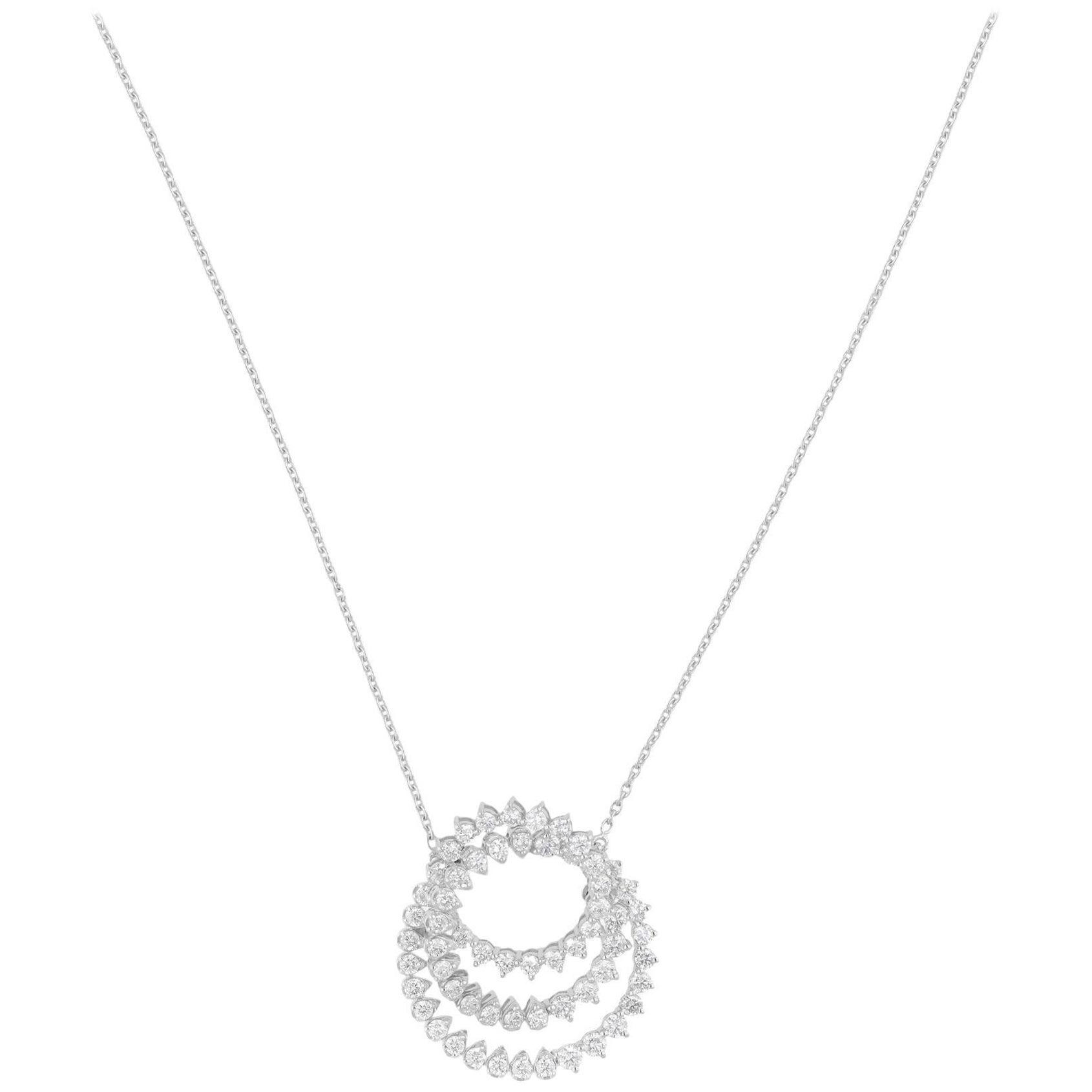 Collar colgante de diamantes talla brillante redonda SI/H de 2,67 quilates reales Oro blanco 14k
