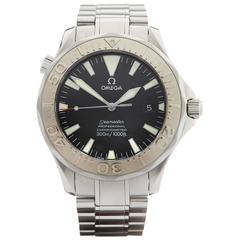  Omega White Gold Stainless Steel Seamaster Automatic Wristwatch