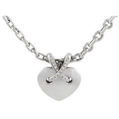 Chaumet Liens Large Diamond and White Gold Heart Pendant Necklace