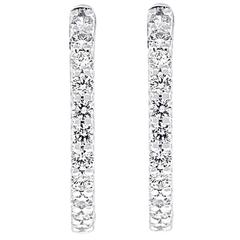 1.70 Carat Diamond White Gold Inside Out Hoop Earrings