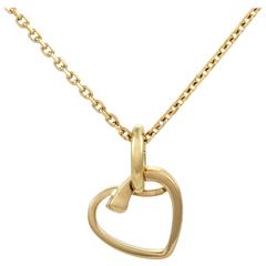 Hermes Yellow Gold Openwork Heart Pendant Necklace