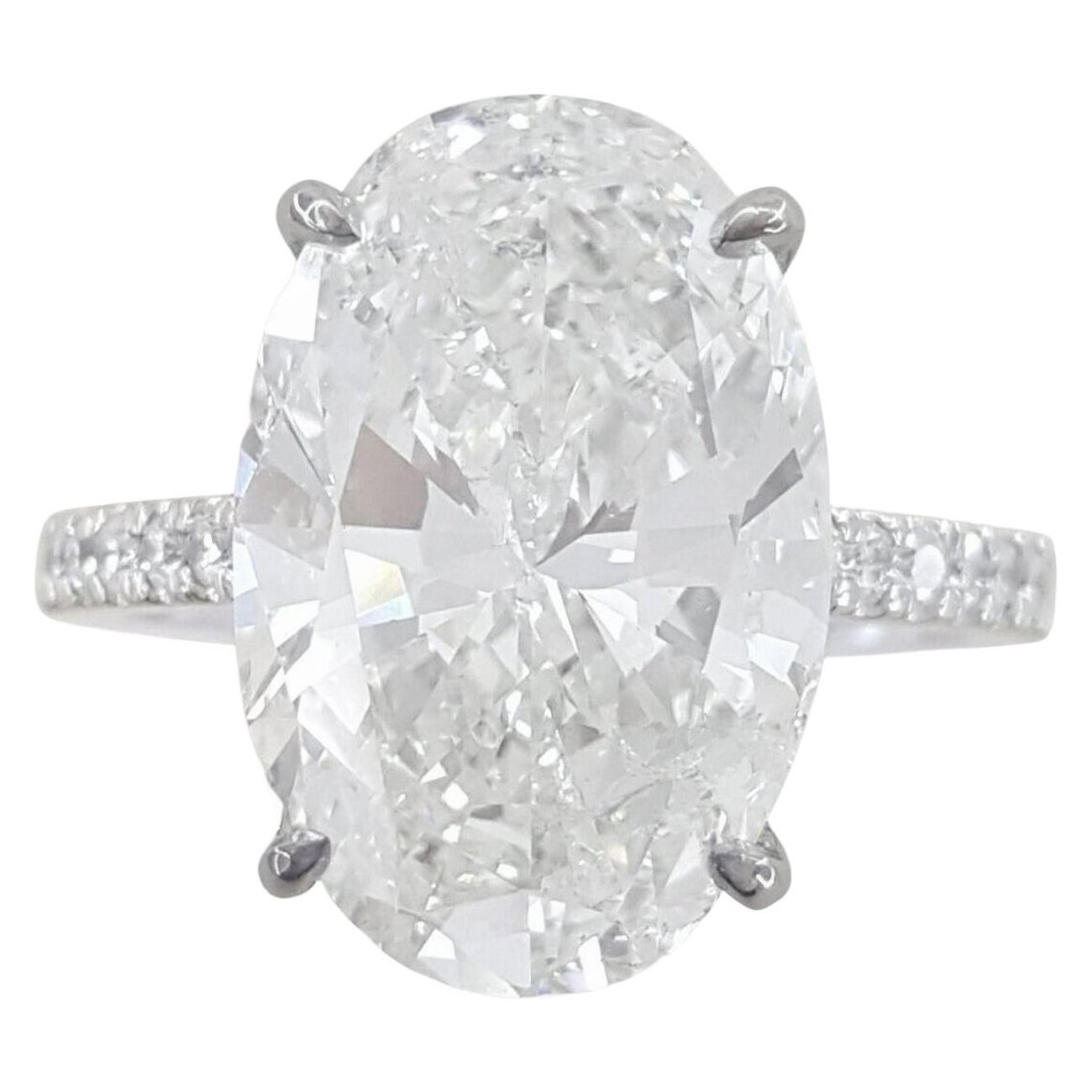 GIA Certified 5.02 Carat Oval Cut Diamond IF Clarity Ring in 18K White Gold