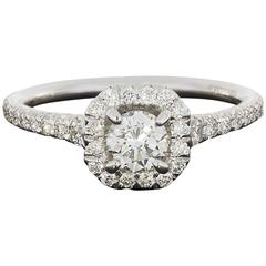 Round Diamond Cushion Halo Prong Set Engagement Ring