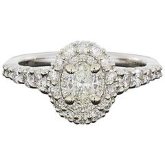 White Gold Oval Diamond Double Halo Engagement Ring