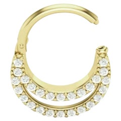 Diamant Septum 14k Solid Gold Ring Piercing Nose Pin in 16 gauge