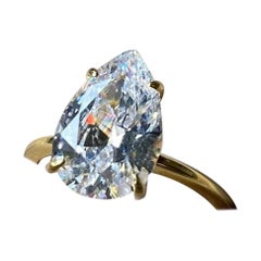 Anello di fidanzamento con pera moissanite da 3 carati in oro 14k Anello Promessa Solitare