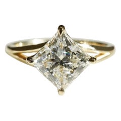 Anello di fidanzamento con moissanite taglio principessa da 2 carati Anello solitario in argento 925