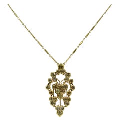 Collana con ciondolo Art Deco in oro giallo 14 carati Antico, circa 1920