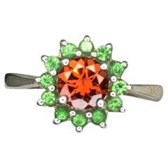mandrin Garnet ring with tsavorite garnet 925 sterling silver ring gift