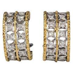 M. Buccellati Two Row Diamond, White and Yellow Gold Ear Clips