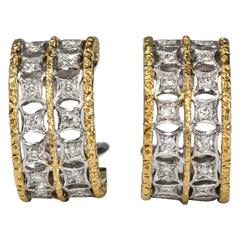 M. Buccellati Two Row Diamond, White and Yellow Gold Ear Clips 6