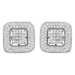 10K White Gold 1.0 Cttw Diamond Composite Open Halo Stud Earrings