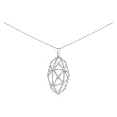 18K White Gold 2 1/4 Cttw Diamond Geometric Open Work Pendant Necklace