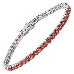 .925 Sterling Silver 10.0 Cttw Created Orange Garnet Tennis Bracelet - 7.25".