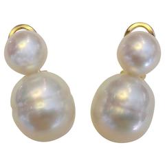 Michael Kneebone Baroque Round Paspaley South Seas Pearl Earrings