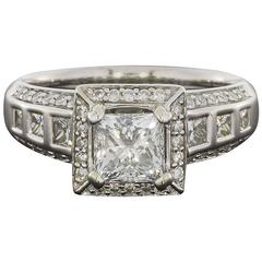 Princess Diamond Halo Wide Engagement Ring