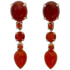 Michael Kneebone Carnelian Topaz Fire Opal Chalcedony Dangle Earrings