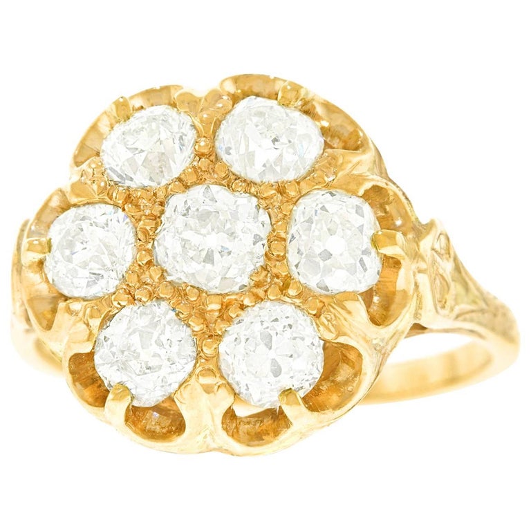 Antique Diamond Set Candlelight Gold Ring For Sale at 1stDibs
