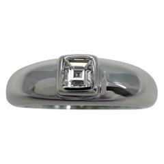 Rare Vintage Van Cleef & Arpels Diamond 18k White Gold Solitaire Band Ring