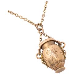 19th Century Victorian Red Gold Amphora on Chain