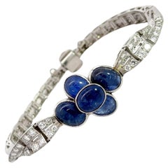 8.50CT Diamond & Sapphire Platinum Vintage Bracelet