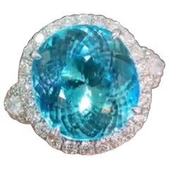 CGRL Certified 15.70 Carat Paraiba Tourmaline Diamonds Cocktail Ring