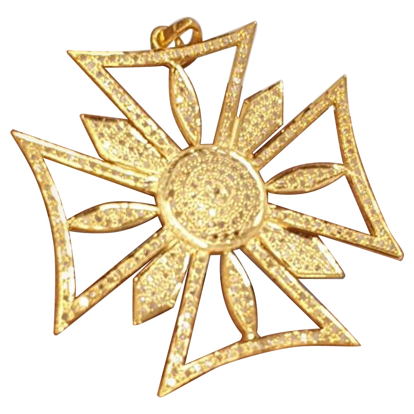 Colgante en forma de cruz con pavé de diamantes Plata de ley 925 Colgante de diamantes auténticos para ella.