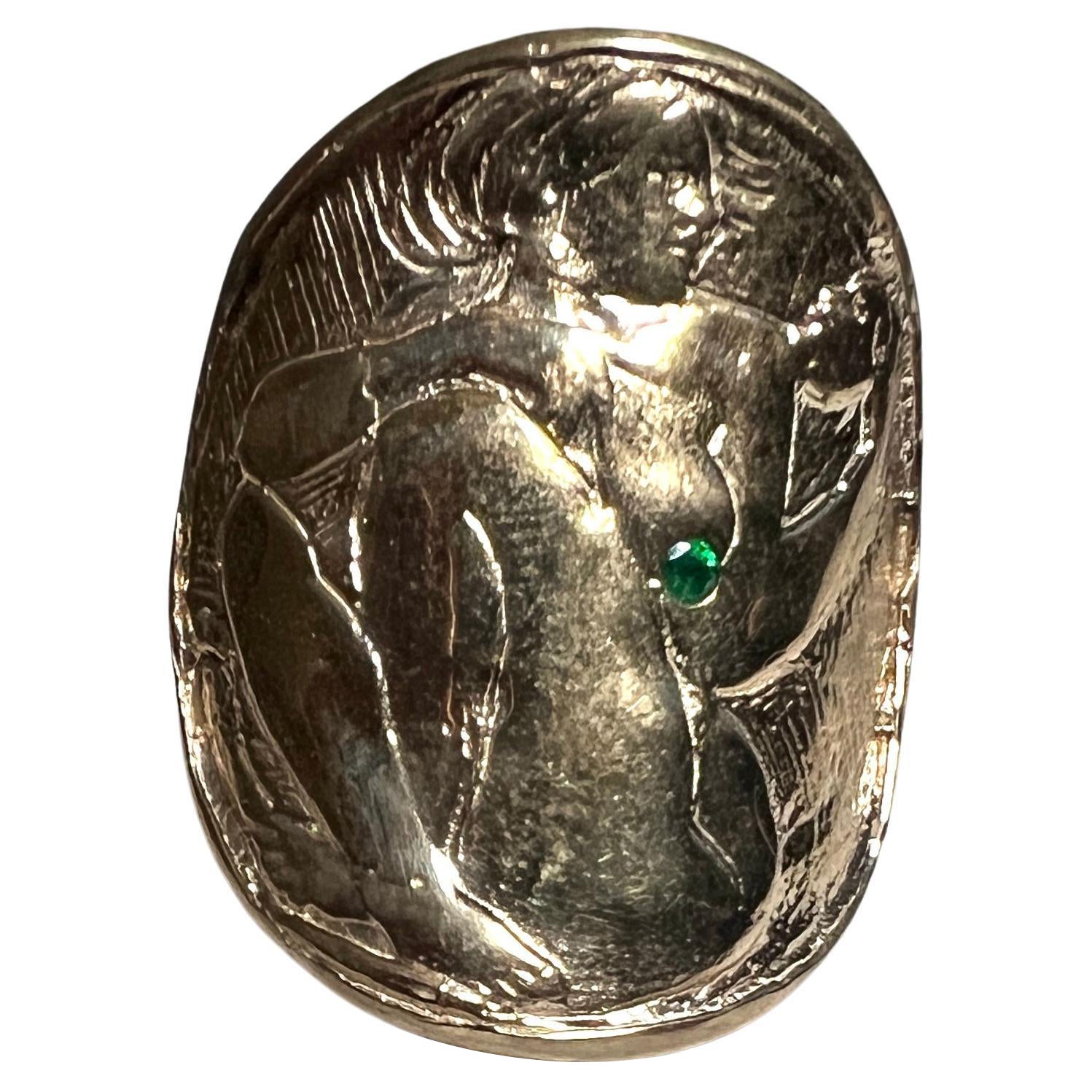 Moneda Medalla Anillo Mujer con Máscara Esmeralda