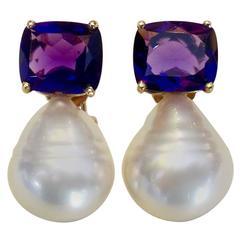 Michael Kneebone Amethyst Paspaley South Seas Circle Pearl Earrings