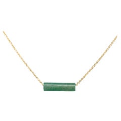 Alex Jona Aventurine Cylinder Pendant 18 Karat Yellow Gold Necklace