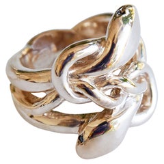 Black Diamond Snake Ring Double Head Victorian Style