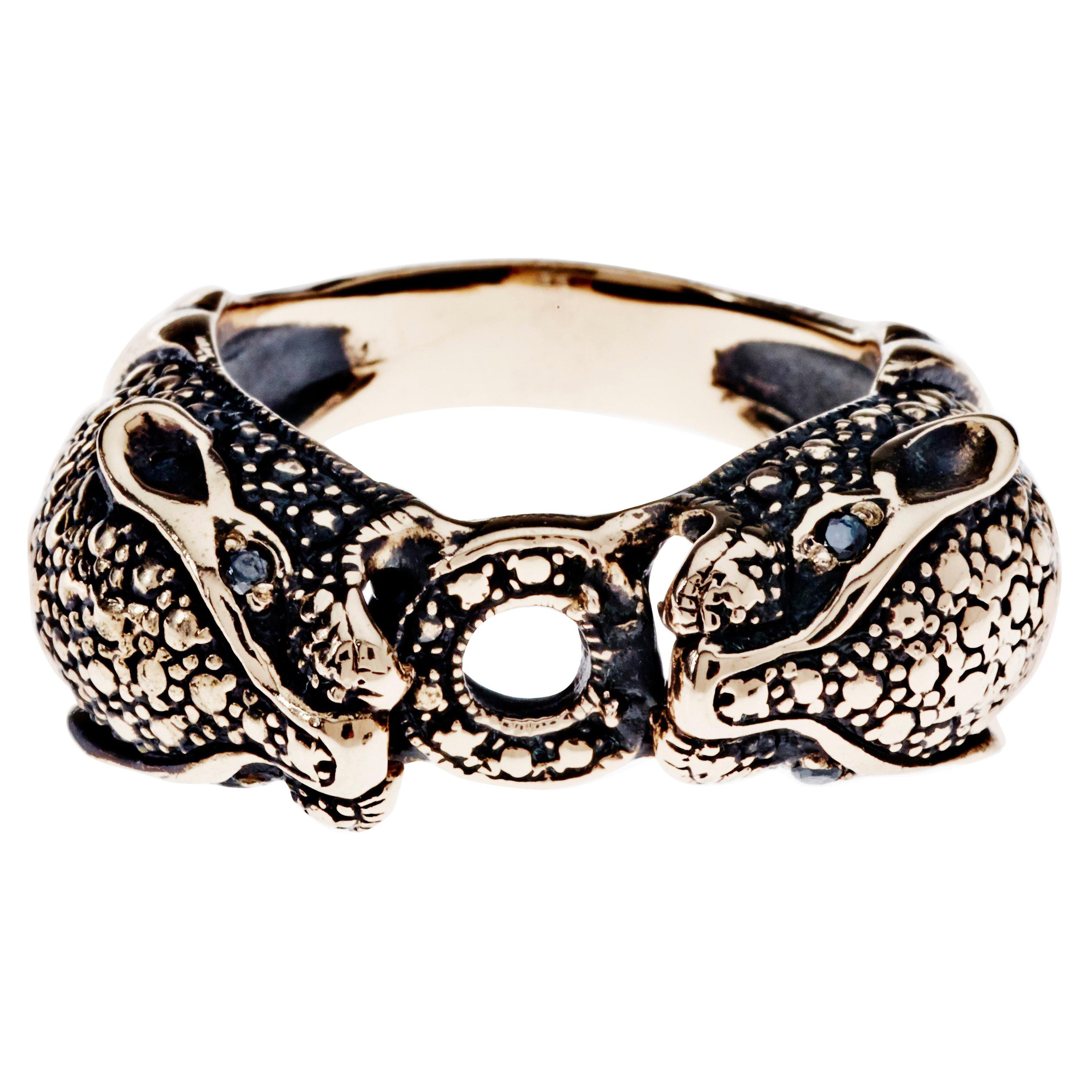 Jaguar Ring Black Diamond Gold Animal Jewelry For Sale