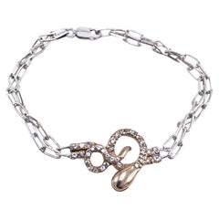 White Diamond Chain Snake Bracelet Ruby