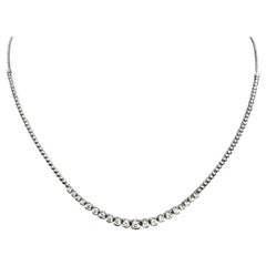 Natural Diamond Necklace in 14k White Gold, 1.18ct Half-way, Pull-up Chain