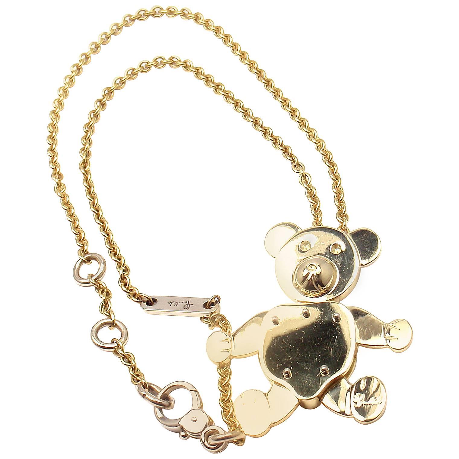 Pomellato Teddy Bear Extra Large Yellow Gold Pendant Necklace