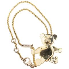 Vintage  Pomellato Teddy Bear Extra Large Yellow Gold Pendant Necklace
