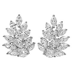 Roman Malakov, clous d'oreilles grappe de diamants taille marquise de 3.80 carats